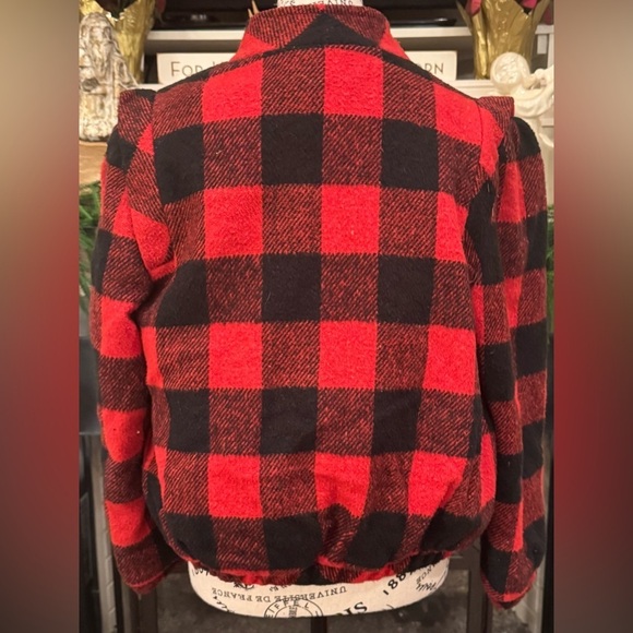Vintage Union Label Red Buffalo Plaid Short Waist Coat Feminine Quilted Medium - Picture 6 of 9